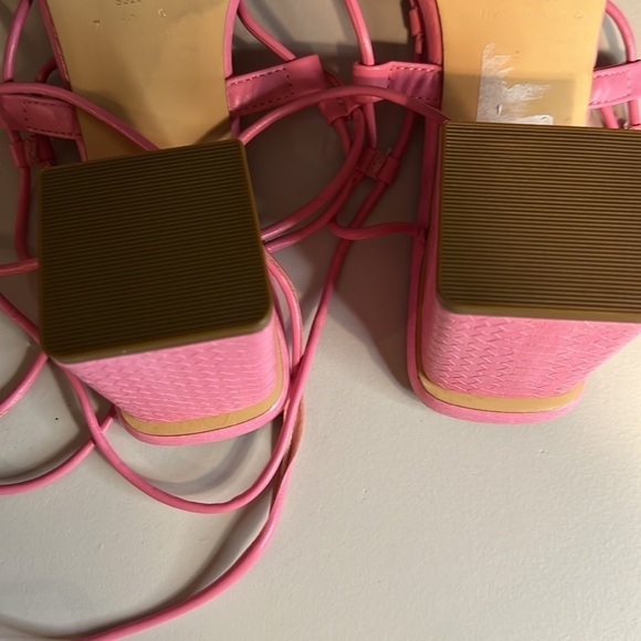 PRIMARK BARBIECORE Pink ankle tie Chunky Heel  sandals size 9 - Picture 5 of 8